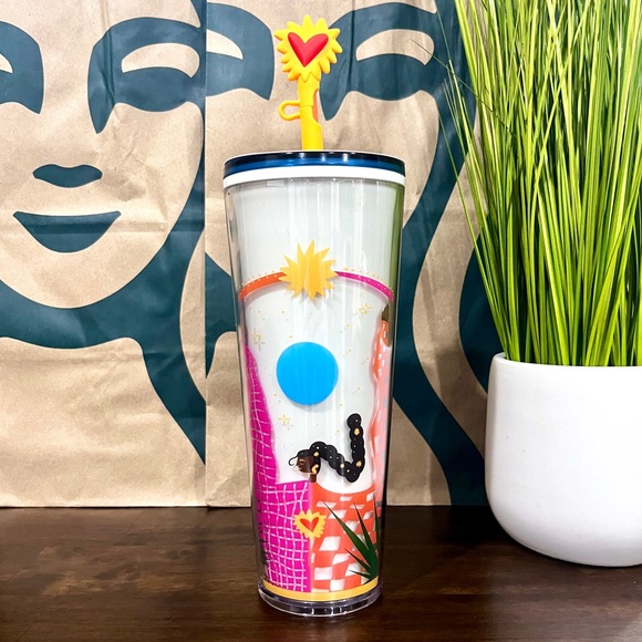💛 Starbucks 2023 Limited Edition Manuela Guillen Silicone Straw Topper Tumbler - Picture 2 of 8